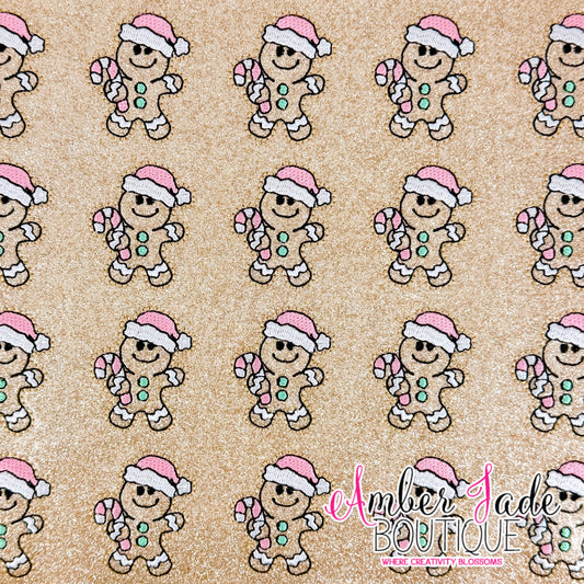 Christmas Gingerbread Santa Candy Cane - PINK