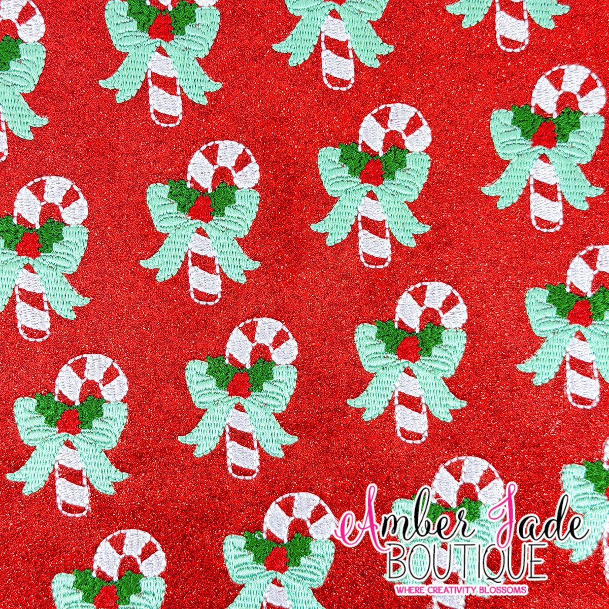 Candy Cane Bow Holly - RED