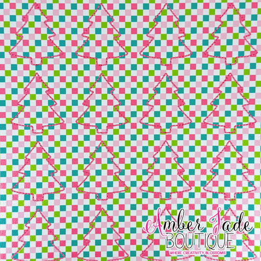 *LIMITED* Christmas Tree - Green & Pink Checkers
