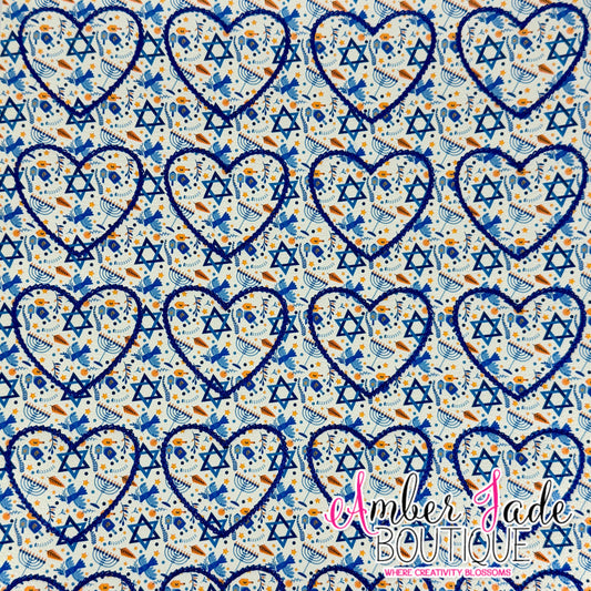 *LIMITED* Heart - Blue & Gold Hanukkah Heart