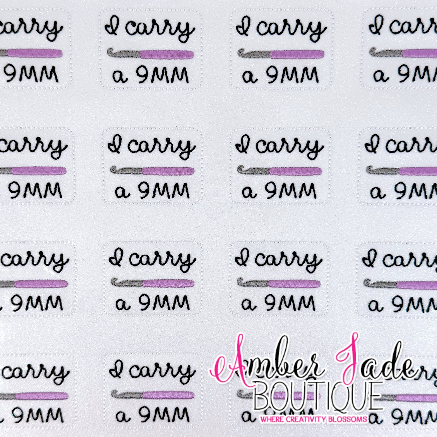 Crochet - I carry a 9MM - All Purple