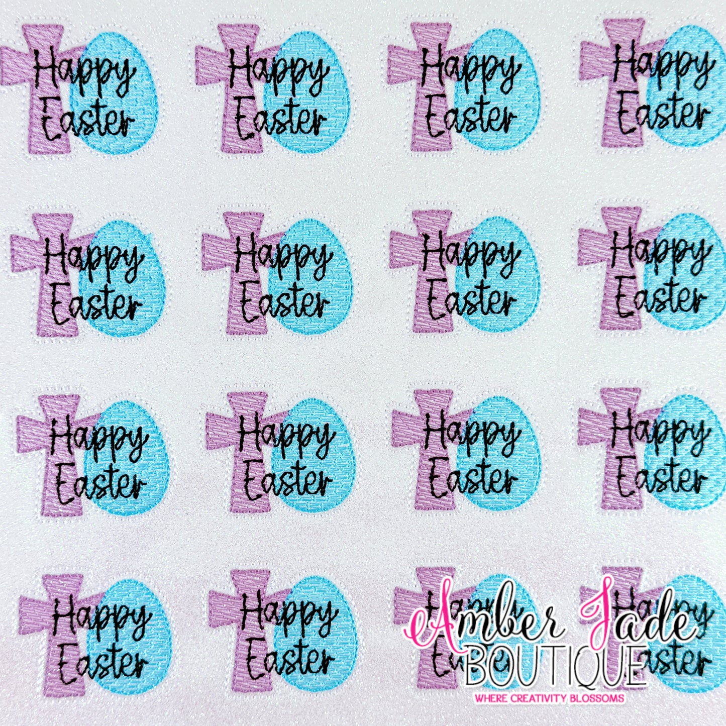 Cross Egg - Happy Easter - Purple & Blue