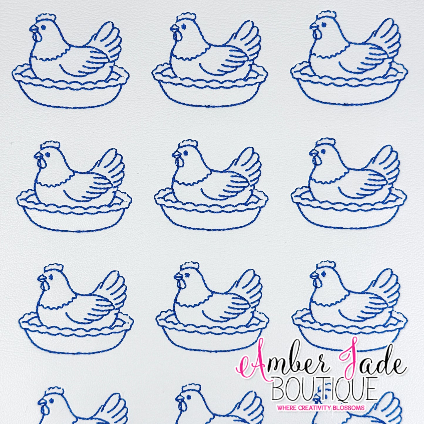 Vintage - Hen on nest - WHITE