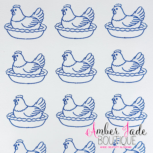 Vintage - Hen on nest - WHITE