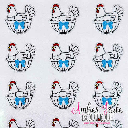 Nesting Hen - WHITE GLITTER