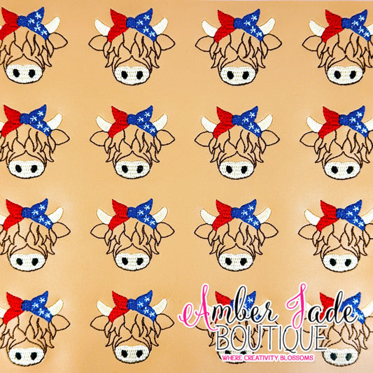 Patriotic Bandana Highland Cow