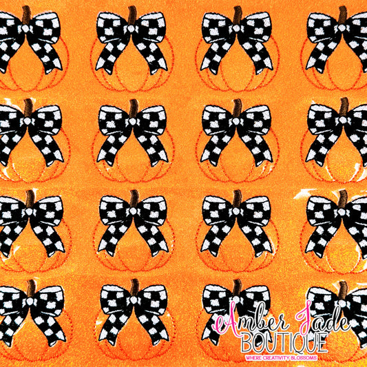 Coquette Checkered Bow Pumpkin
