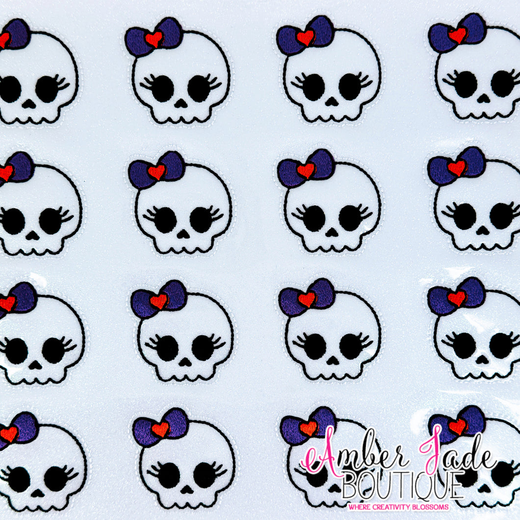 Skull Girl - Purple & Orange Bow