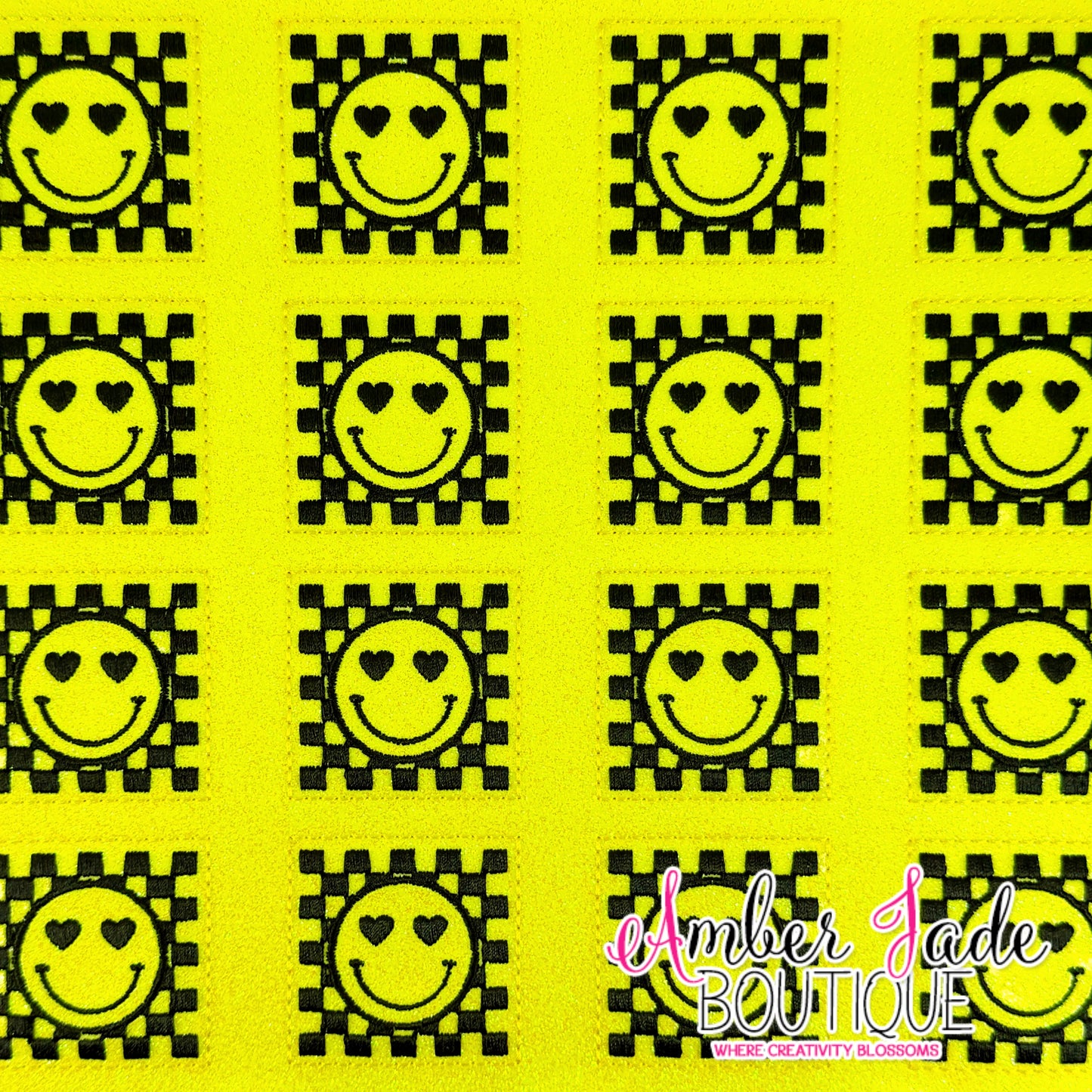 Checkered Happy Face - YELLOW