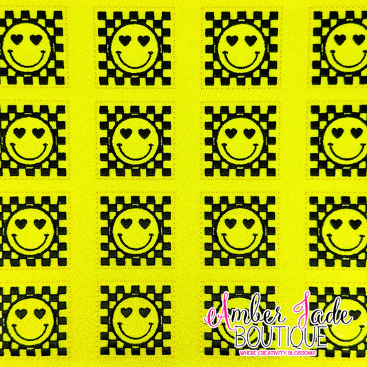 Checkered Happy Face - YELLOW