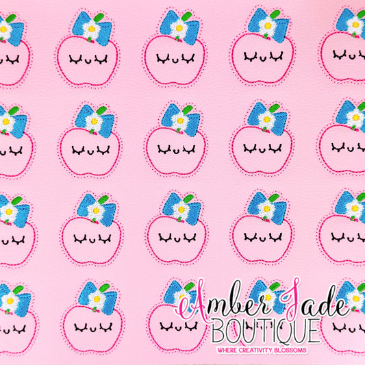 Pink Apple with Blue Bow