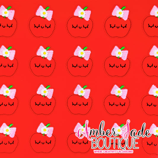 Red Apple with Pink Bow