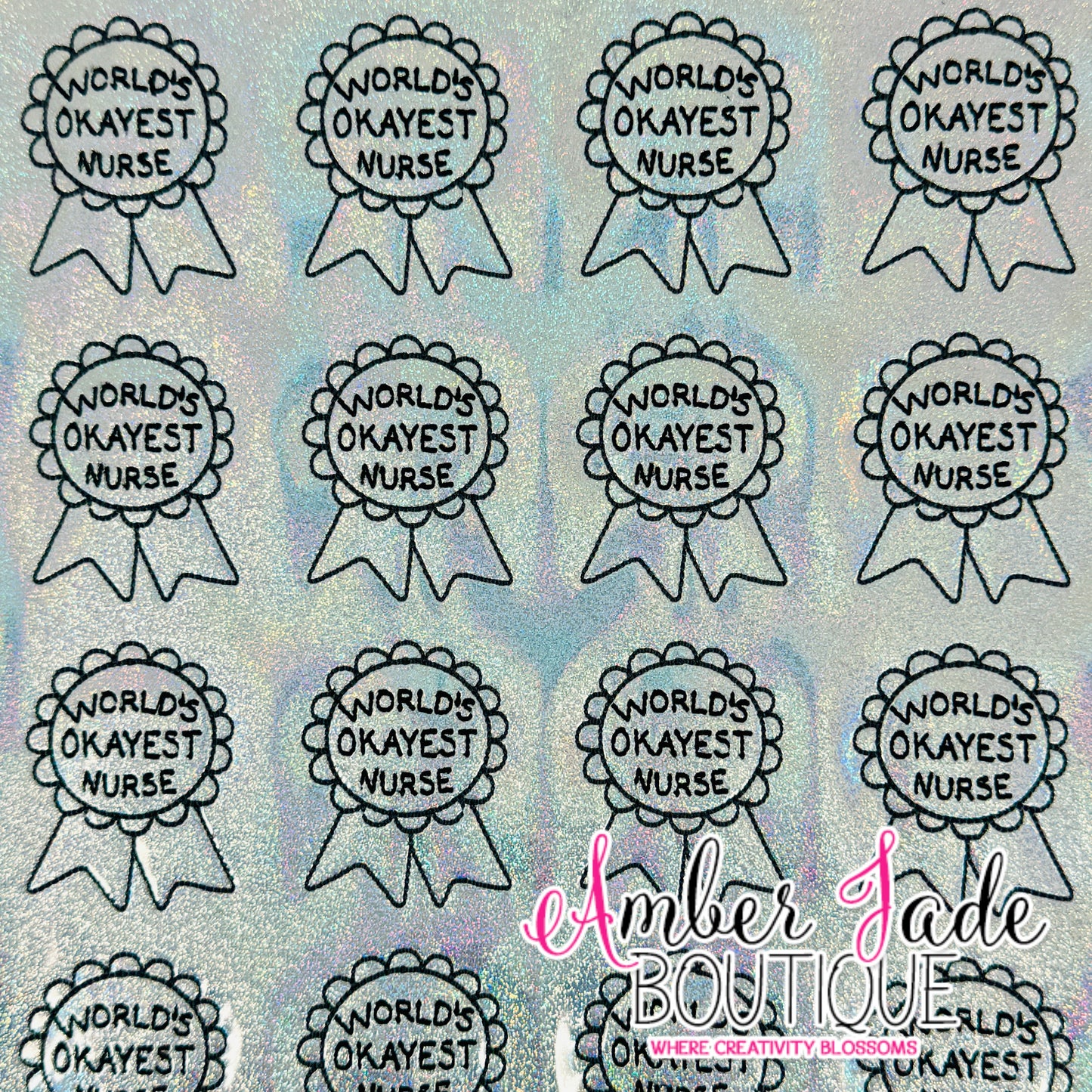 World's Okayest Nurse Ribbon - Silver Holo