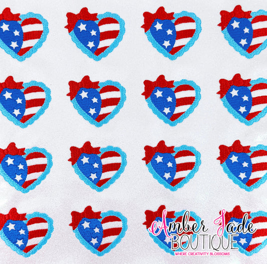 American Flag Heart Scalloped
