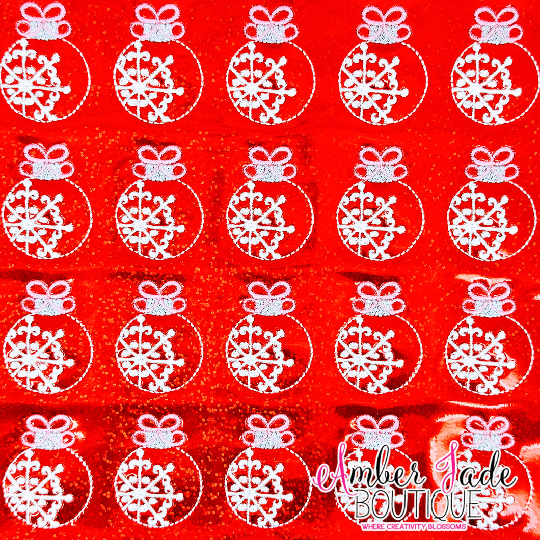 Red Ornament - Circle Snowflake