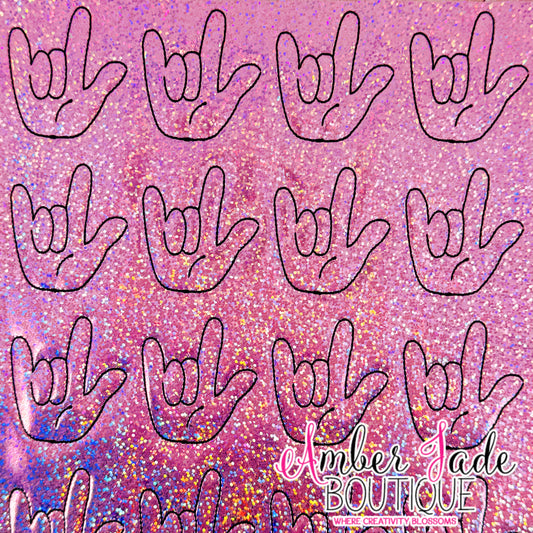 ASL I Love You Hand - Confetti Pink