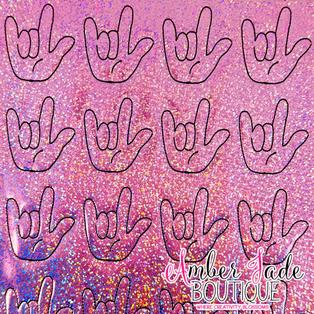 ASL I Love You Hand - Confetti Pink