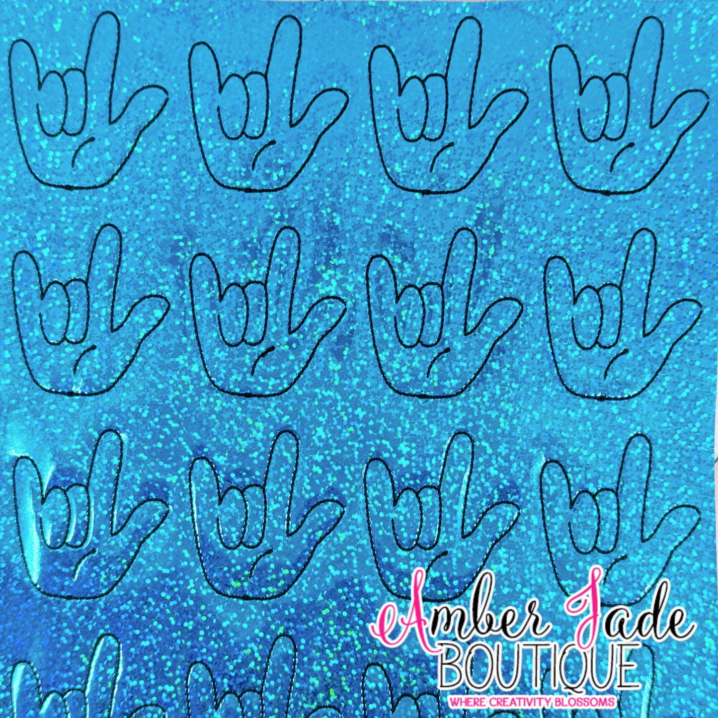 ASL I Love You Hand - Confetti Blue