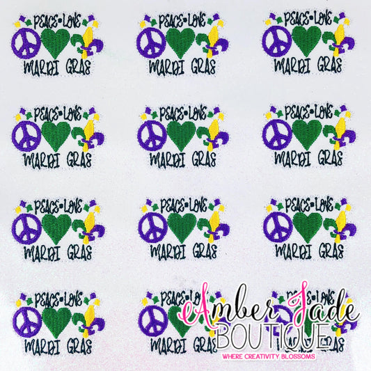 Peace Love Mardi Gras (Set o 3)